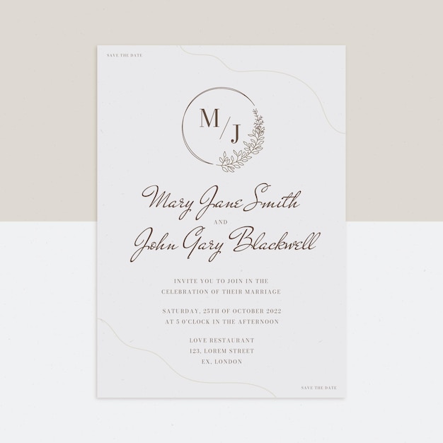 Vector gratuito plantilla de invitación de boda mínima dibujada a mano