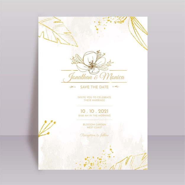 Plantilla de invitación de boda mínima dibujada a mano