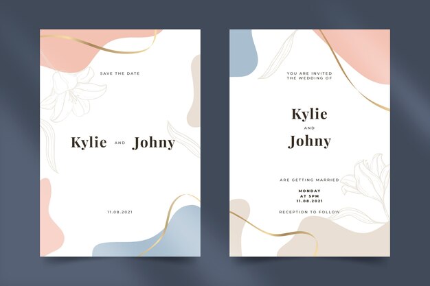 Plantilla de invitación de boda mínima dibujada a mano