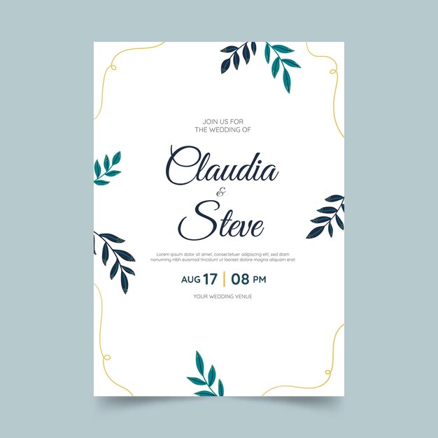 Plantilla de invitación de boda mínima