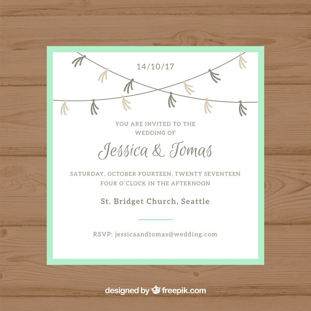 plantilla de invitación de boda minimalista