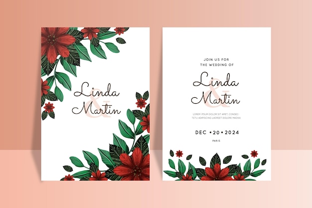 Vector gratuito plantilla de invitación de boda de navidad en acuarela