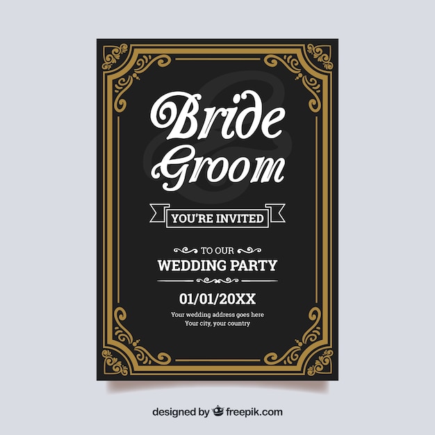 Vector gratuito plantilla de invitación de boda retro