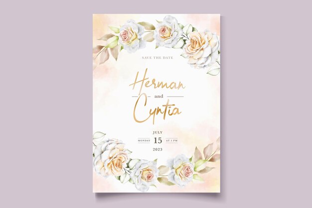 Plantilla de invitación de boda romántica en acuarela