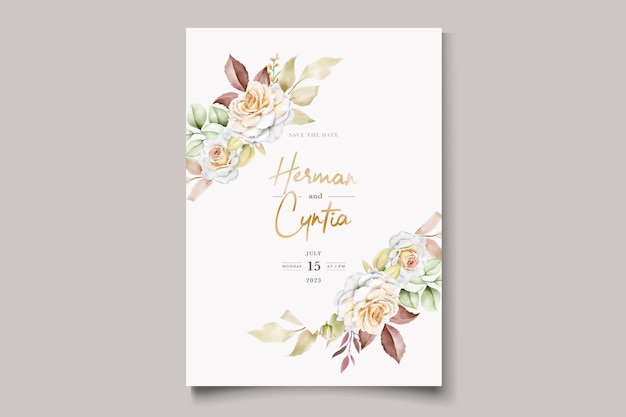 Vector gratuito plantilla de invitación de boda romántica en acuarela