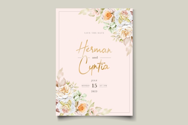 Plantilla de invitación de boda romántica en acuarela