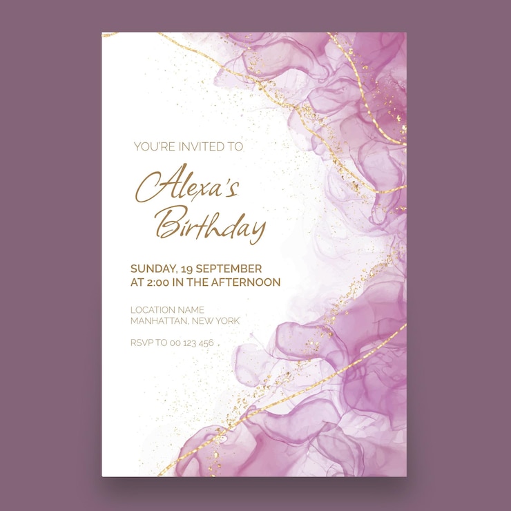 Vector gratuito plantilla de invitación de boda con tinta de alcohol acuarela