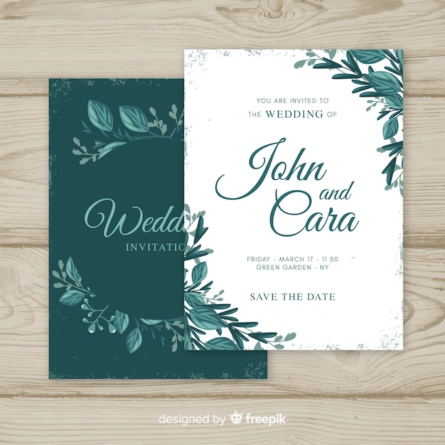 Vector gratuito plantilla de invitación de boda vintage floral