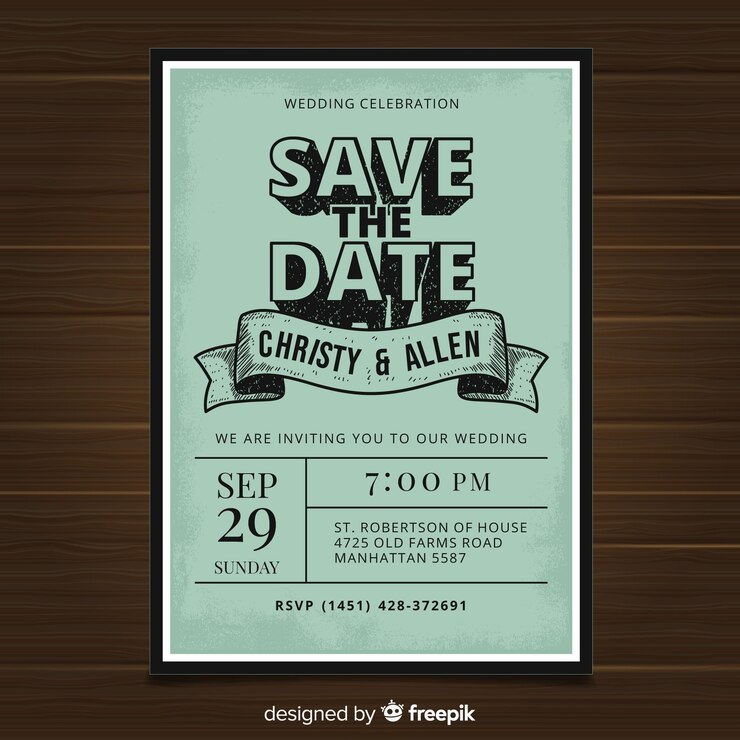 Vector gratuito plantilla de invitación de boda vintage
