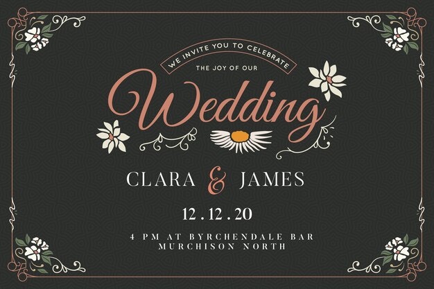 Plantilla de invitación de boda vintage