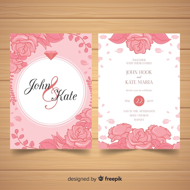 Vector gratuito plantilla de invitación de boda