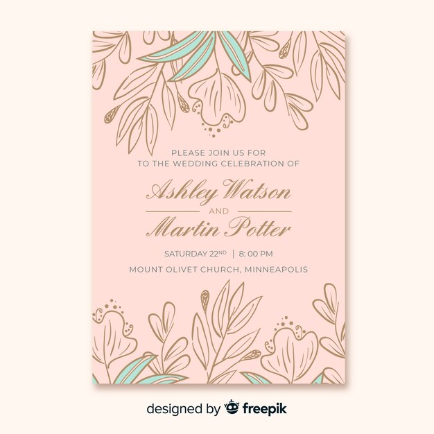 Plantilla de invitación de boda