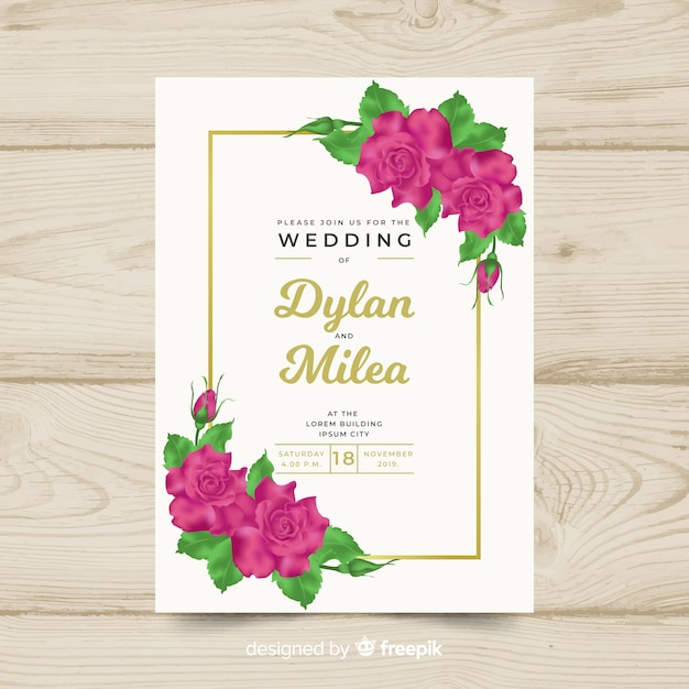 Plantilla de invitación de boda