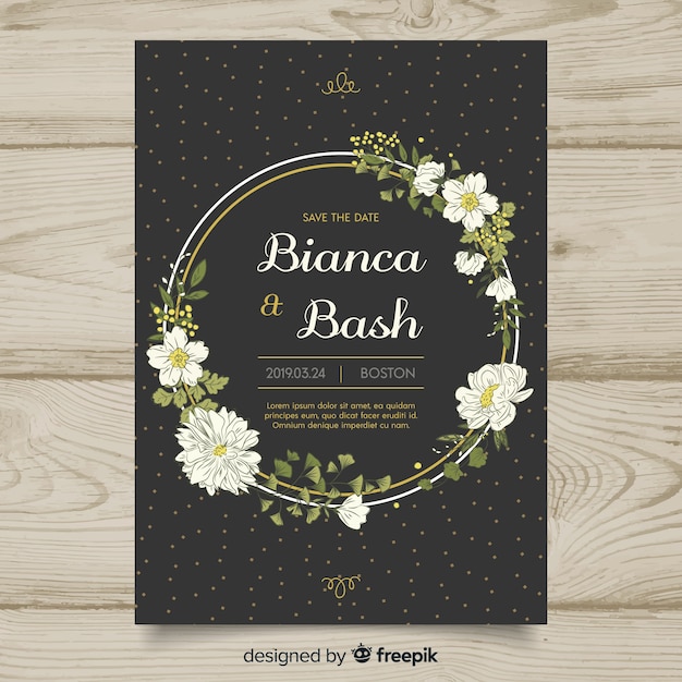 Vector gratuito plantilla de invitación de boda