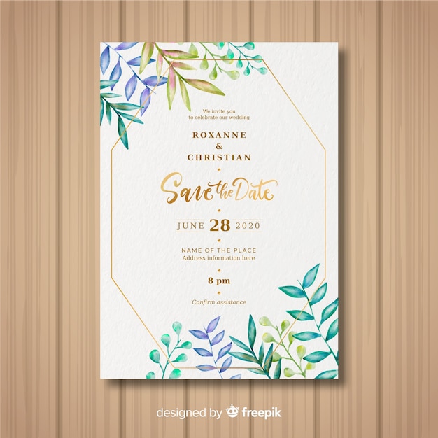 Plantilla de invitación de boda