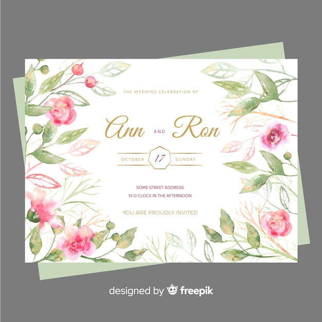 Plantilla de invitación de boda