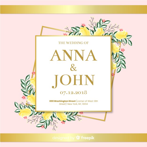 Plantilla de invitación de boda