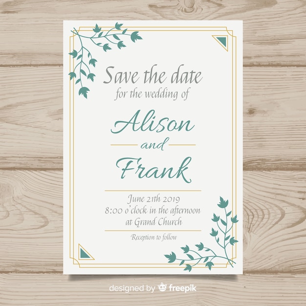 Plantilla de invitación de boda