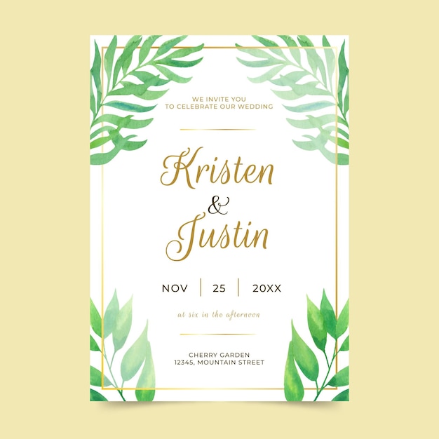 Plantilla de invitación de boda