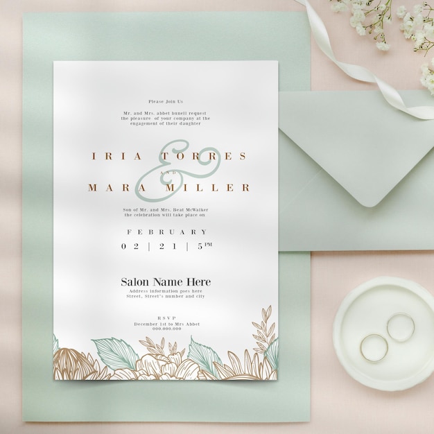 Plantilla de invitación de boda