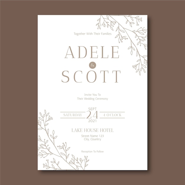 Plantilla de invitación de boda