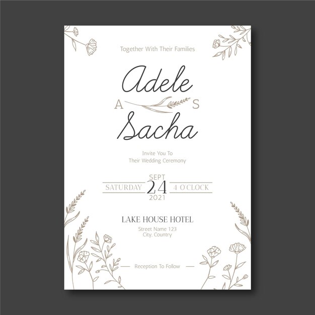 Plantilla de invitación de boda