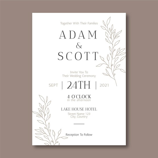 Plantilla de invitación de boda