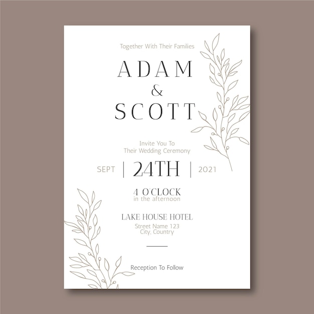 Plantilla de invitación de boda