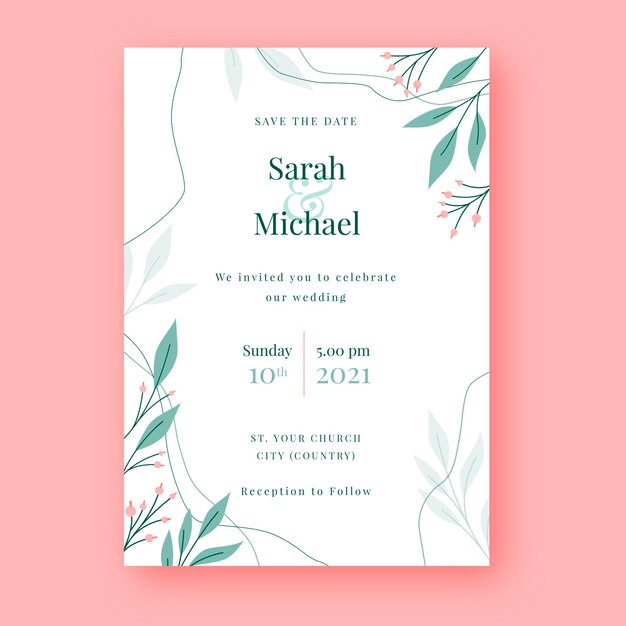 Plantilla de invitación de boda