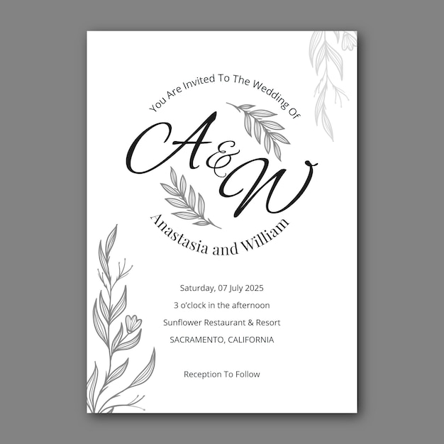 Vector gratuito plantilla de invitación de boda