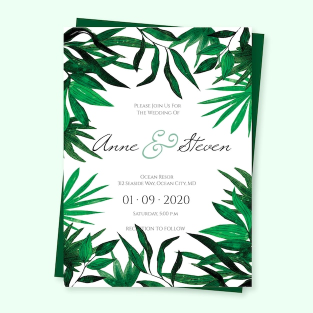 Plantilla de invitación de boda