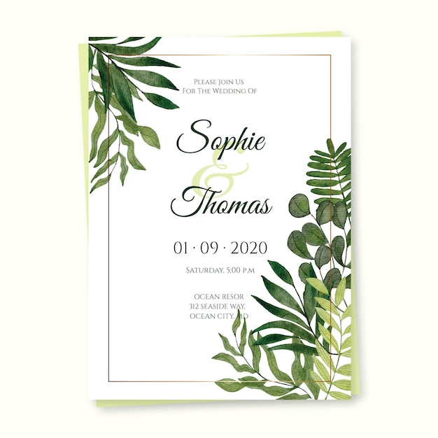 Plantilla de invitación de boda