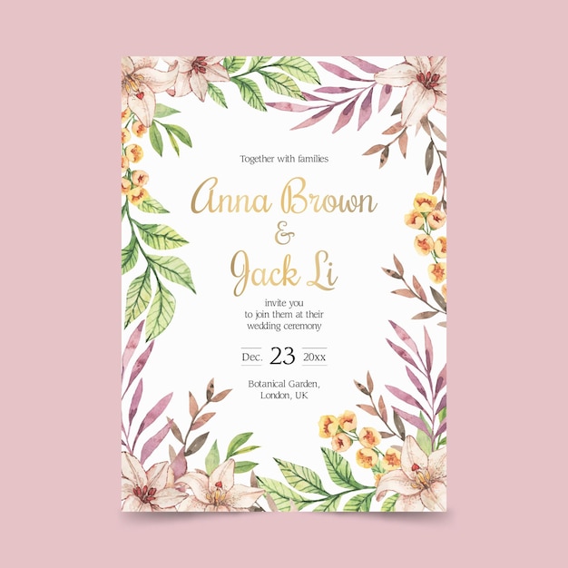 Plantilla de invitación de boda