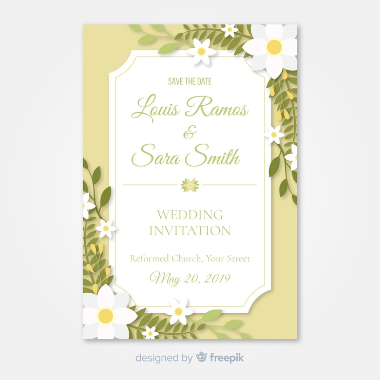 Vector gratuito plantilla de invitación de bodas