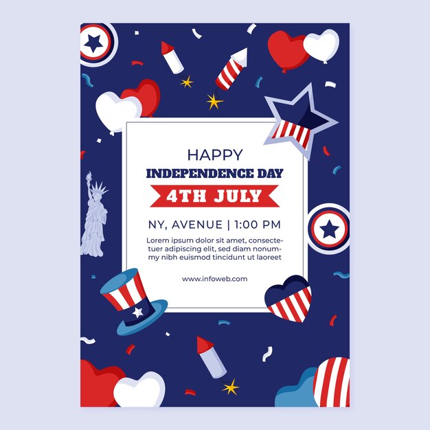 Vector gratuito plantilla de invitación para la celebración americana del 4 de julio