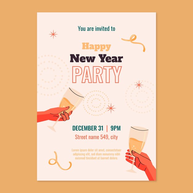 Plantilla de invitación de celebración de año nuevo 2023