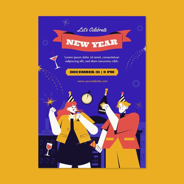 Plantilla de invitación de celebración de año nuevo 2023