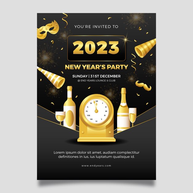 Vector gratuito plantilla de invitación de celebración de año nuevo