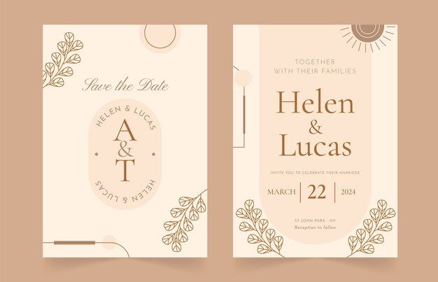 Plantilla de invitación para la celebración de la boda