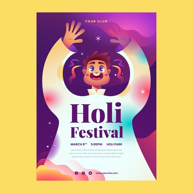 Plantilla de invitación para la celebración del festival holi