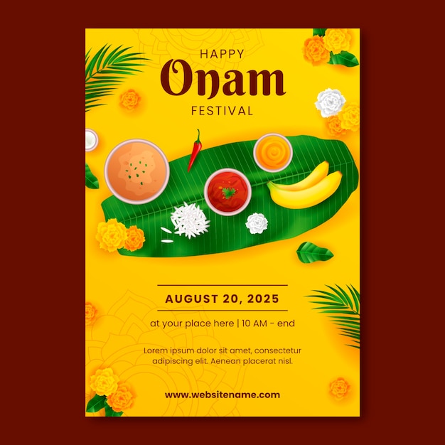 Vector gratuito plantilla de invitación para la celebración del festival onam
