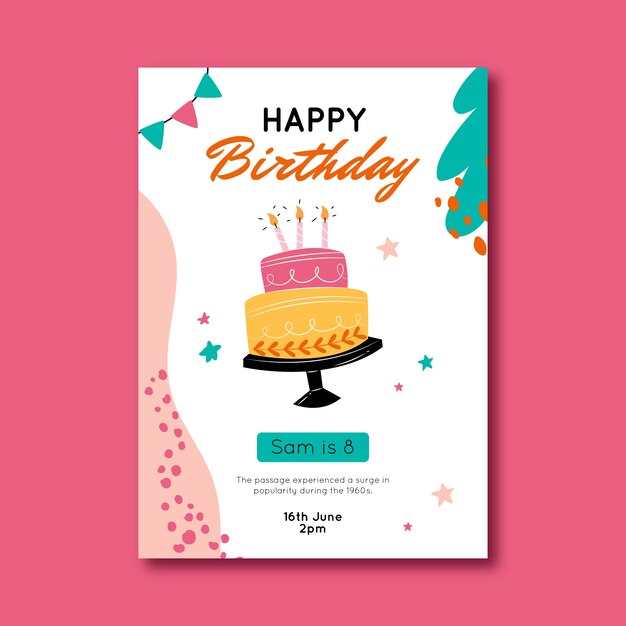 Plantilla de invitación para celebración de fiesta de cumpleaños