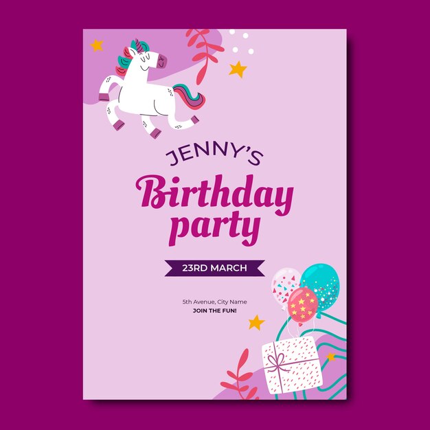 Plantilla de invitación para celebración de fiesta de cumpleaños