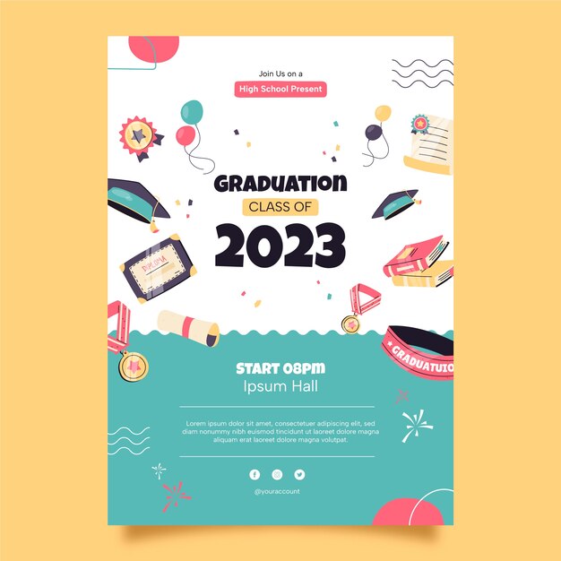Plantilla de invitación para celebración de graduación.