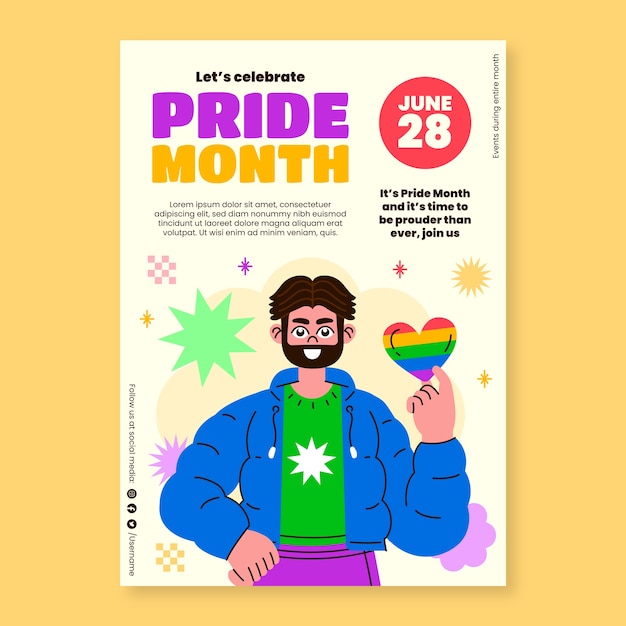 Vector gratuito plantilla de invitación para la celebración del mes del orgullo