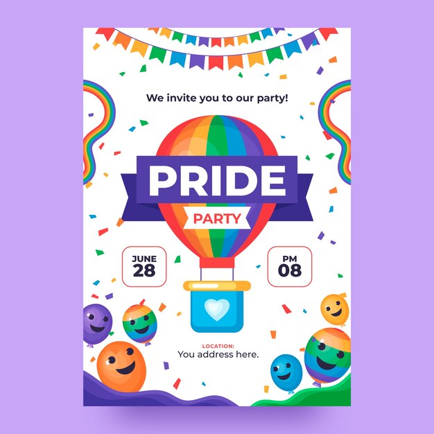 Vector gratuito plantilla de invitación para la celebración del mes del orgullo