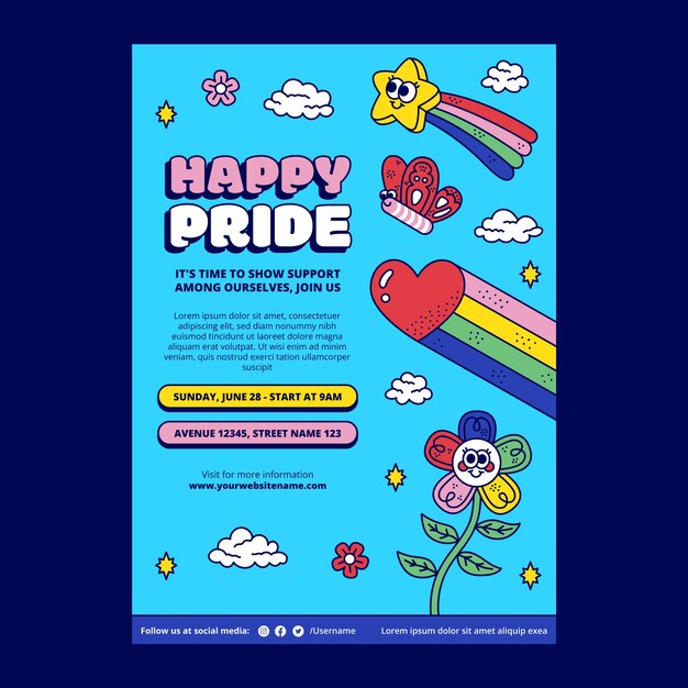 Plantilla de invitación para la celebración del mes del orgullo