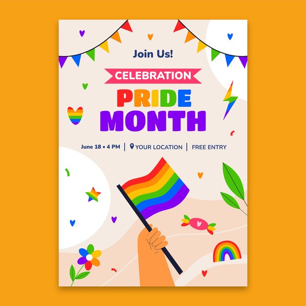 Plantilla de invitación para la celebración del mes del orgullo