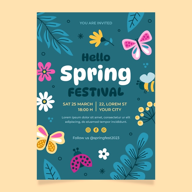 Vector gratuito plantilla de invitación para celebración de primavera