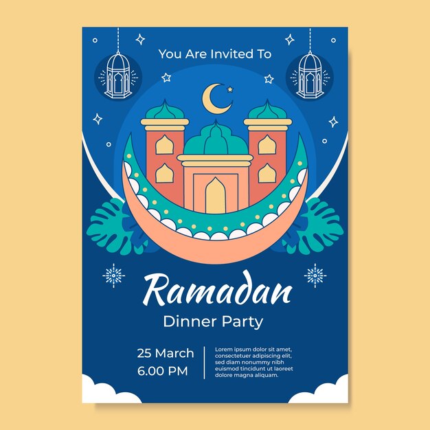 Plantilla de invitación para la celebración del ramadán islámico